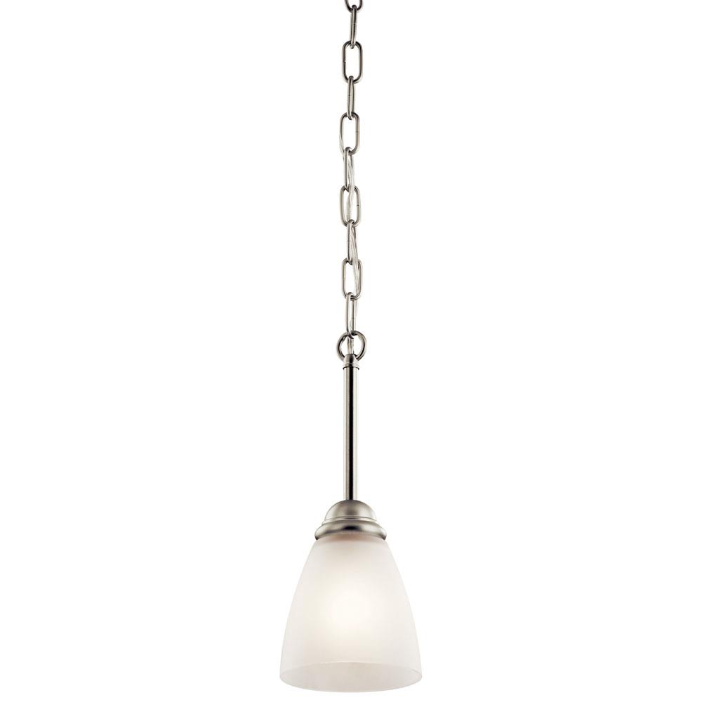 Kichler 43640NI Jolie 12.5" 1 Light Mini Pendant with Satin Etched Glass in Brushed Nickel